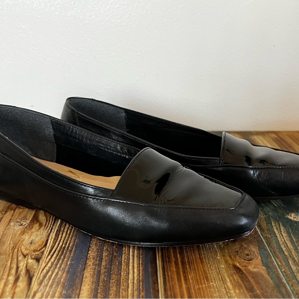 Enzo Angiolini Black Patent Mule Softique Flats Size 8M